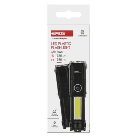 Torcia LED Ricaricabile 150 Lumen Doppia Illuminazione | EMOS P3214