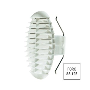 Griglia ventilazione foro 85-125mm grigio chiaro fissaggio molla anti-insetti LUX403