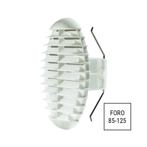 Griglia ventilazione foro 85-125mm grigio chiaro fissaggio molla anti-insetti LUX403