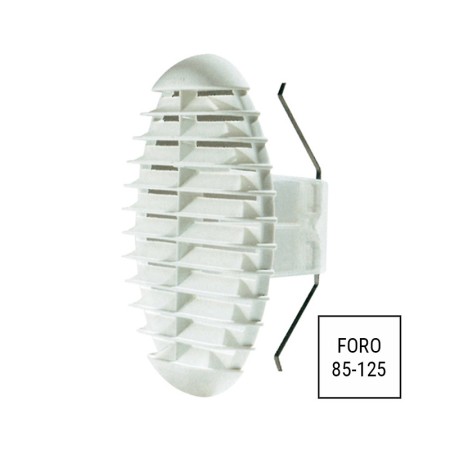 Griglia ventilazione foro 85-125mm grigio chiaro fissaggio molla anti-insetti LUX403