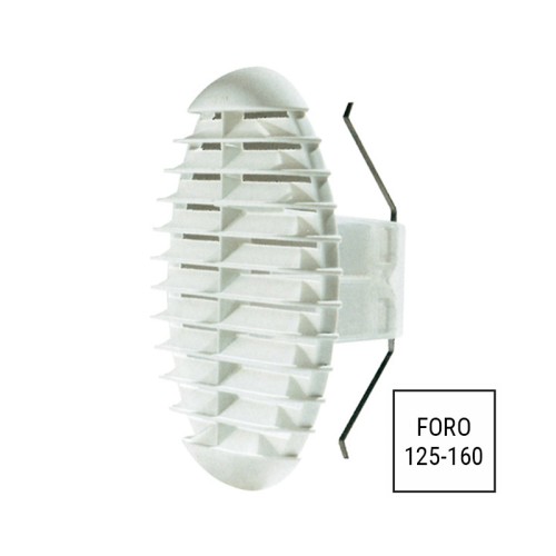 Griglia ventilazione foro 125-160mm grigio chiaro fissaggio molla anti-insetti LUX404
