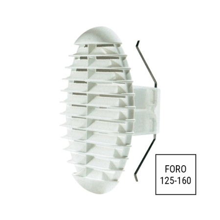 Griglia ventilazione foro 125-160mm grigio chiaro fissaggio molla anti-insetti LUX404