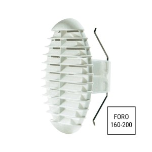 Griglia ventilazione foro 160-200mm grigio chiaro fissaggio molla anti-insetti LUX405