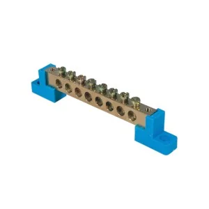 Morsettiera neutro non isolata 12 poli ottone blu ELMARK 14212