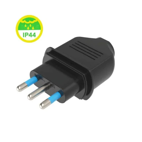Spina 16A gomma IP44 antispruzzo nera ECOVA 33200 italiana 3 poli