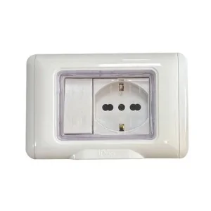 Placca stagna IP55 interruttore presa schuko bianca MAX8 83608 Lumitek LK40
