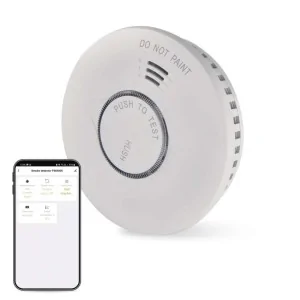 Rilevatore di fumo smart WiFi EMOS P56500S bianco con tasto test design minimalista