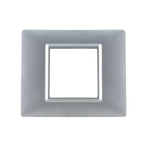 Placca 2M compatibile Vimar Plana grigio luna supporto scatola tonda ECOVA 27261