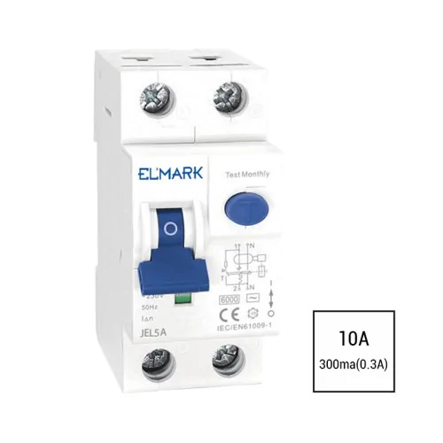 Interruttore magnetotermico differenziale 10A 300mA (0,3A) tipo A curva C RCBO protezione impianto ELMARK 40013A