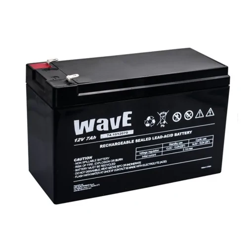Batteria allarme 12V 7Ah ermetica al piombo AGM Faston 4.8mm WAVE