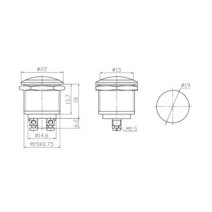 Pulsante antivandalo 19mm momentaneo normalmente aperto acciaio inox IP66 34.46045 2