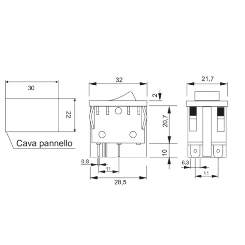 Interruttore a Bilanciere 0-1 16A...