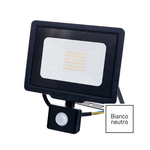 FARO LED 50W IP65 C/SENSORE 4500K NERO OPTONICA 5951