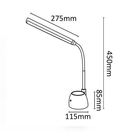 Lampada da Tavolo LED Nera 6W 4000K - Dimmerabile, con Portapenne