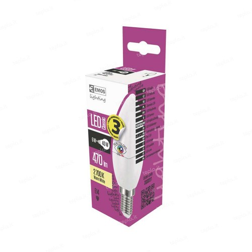 LAMPADINA LED E14 6W 2700K OLIVA CRI+96 EMOS ZQ3227