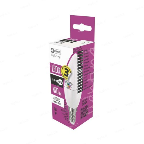 LAMPADINA LED E14 6W 4100K OLIVA CRI+96 EMOS ZQ3228