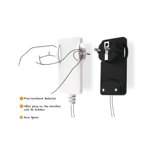 Spina mobile Schuko ultrapiatta bianca maniglie retrattili resistente fuoco salvaspazio 2