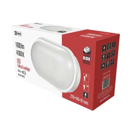 PLAFONIERA LED STAGNA OVALE BIANCA 20W 4000K 1600LM IP65 EMOS ZM3020