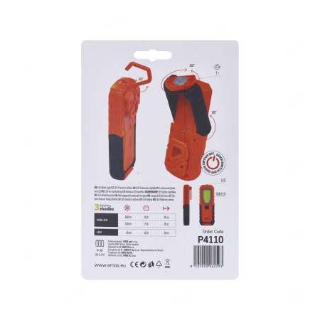 LAMPADA DA LAVORO A BATTERIE 5W COB + 0,5W LED P4110 EMOS
