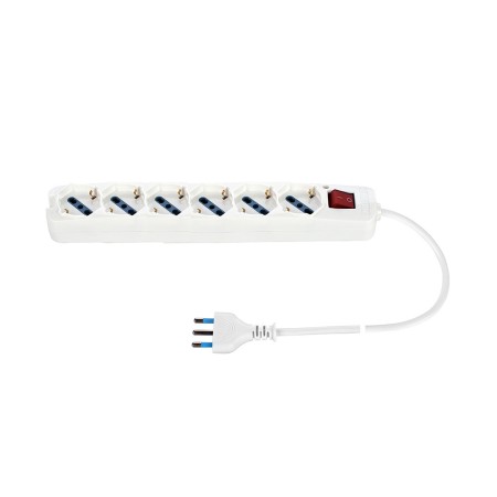 Multipresa Bianca 6 Posti con Interruttore, 6 Universali Cavo 1,5m | Ecova 30081N Multipresa Bianca 6 Posti con Interruttore, 6 Universali Cavo 1,5m | Ecova 30081N