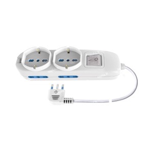Multipresa 6 Posti con Interruttore, 2 Bipasso e 4 Schuko Cavo 1,5m | Ecova 30333N