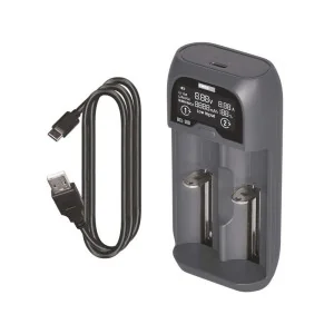 Caricabatteria al litio universale 18650 EMOS N9221 2 slot indipendenti USB-C