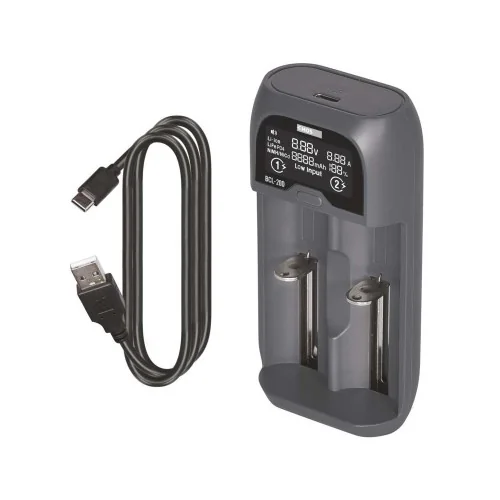 Caricabatteria al litio universale 18650 EMOS N9221 2 slot indipendenti USB-C