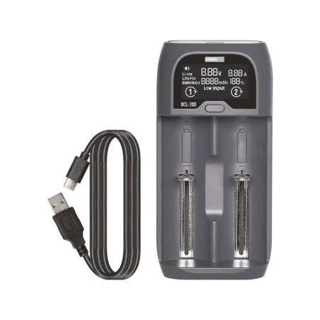 Caricabatteria al Litio Universale 18650 Li-ion LiFePO4 NiMH 2 Slot Fast Charge USB-C | EMOS N9221