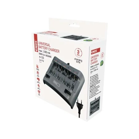 Caricabatterie Pile Ricaricabili NiMH Universale AA AAA C D 9V 6 Canali Indipendenti | EMOS N9169