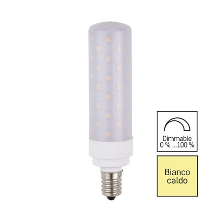 Lampadina Tubolare LED E14 10W (75W) Dimmerabile - Luce Calda 3000K, Alta Qualità CRI90