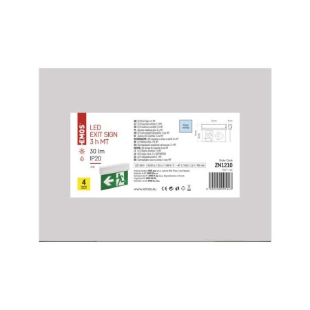 Lampada di Emergenza LED a Bandiera: Modalità Permanente/Solo Emergenza, 3W, Visibilità 30m | Emos ZN1210