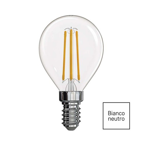 LAMPADINA LED FILAMENTO E14 4W (40W) 4100K 465LM SFERA CHIARA EMOS Z74231
