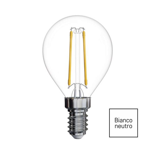 LAMPADINA LED FILAMENTO E14 2.2W (25W) 4100K SFERA CHIARA Z74236