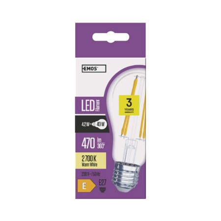 LAMPADINA LED FILAMENTO E27 4.2W (40W) 4100K 470LM GOCCIA CHIARA EMOS Z74222