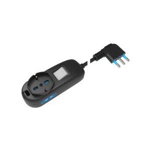 Multipresa Nera 3 Posti con Interruttore, 1 Universale e 2 Bipasso Cavo 1,5m | Ecova 30332N