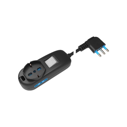 Multipresa Nera 3 Posti con Interruttore, 1 Universale e 2 Bipasso Cavo 1,5m | Ecova 30332N