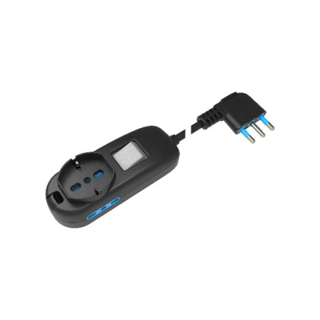 Multipresa Nera 3 Posti con Interruttore, 1 Universale e 2 Bipasso Cavo 1,5m | Ecova 30332N Multipresa Nera 3 Posti con Interruttore, 1 Universale e 2 Bipasso Cavo 1,5m | Ecova 30332N
