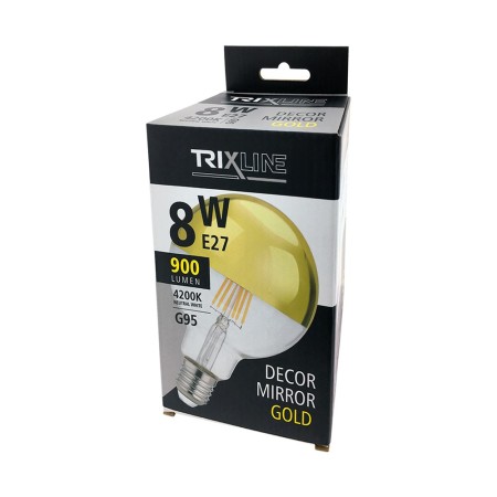 LAMPADINA LED FILAMENTO E27 8W GLOBO G96 CUPOLA ORO 4200K