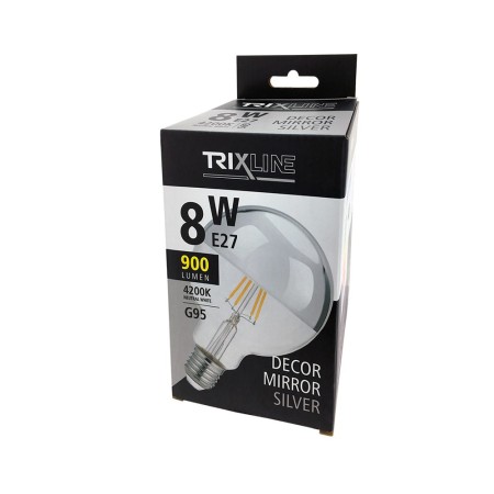 LAMPADINA LED FILAMENTO E27 8W GLOBO G95 CUPOLA ARGENTO 4200K