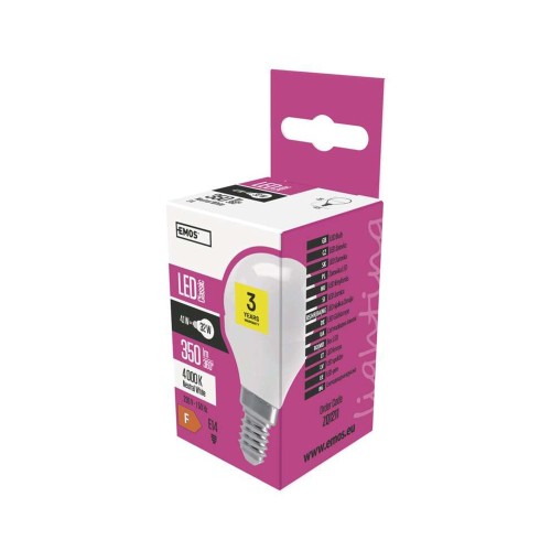 LAMPADINA LED SFERA 4W E14 4000K 350LM EMOS ZQ1211