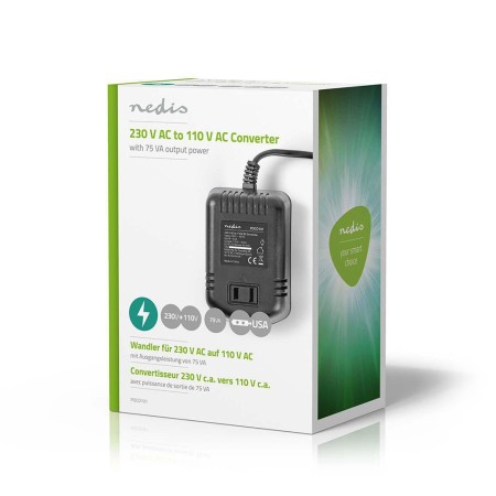 CONVERTITORE RIDUTTORE DI ENERGIA DA 220V A 110V 75W CON CAVO E SPINA 10A