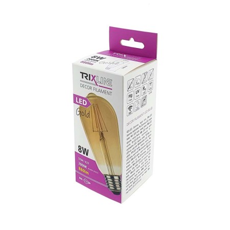 Lampadina LED Vintage ST64 E27 da 8W - 880 lm, 2000K Vetro Ambra