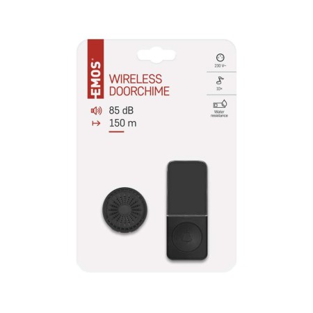 CAMPANELLO SENZA FILI NERO 150MT 85DB EMOS P5734B