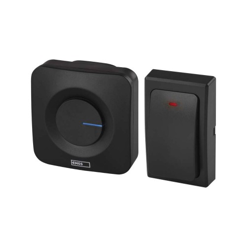 Campanello Senza Fili Nero Quadrato EMOS P5729B con pulsante senza batterie