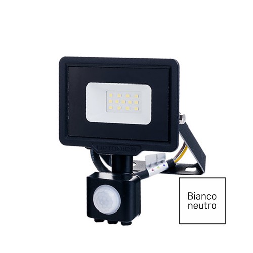 FARO LED 10W 4500K NERO C/SENSORE MOVIMENTO OPTONICA 5942