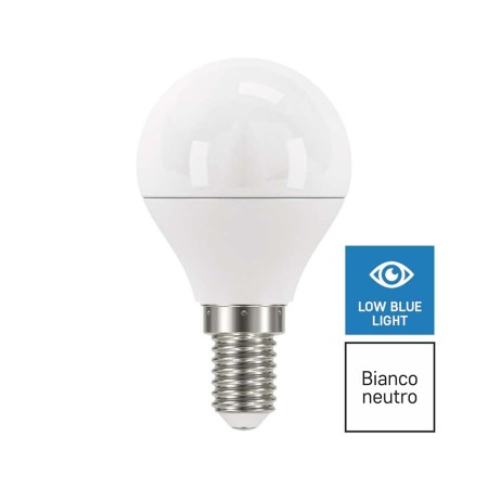 Lampadina LED E14 4.2W (40W) 4000K sfera filtro luce blu True Light ZQ1226
