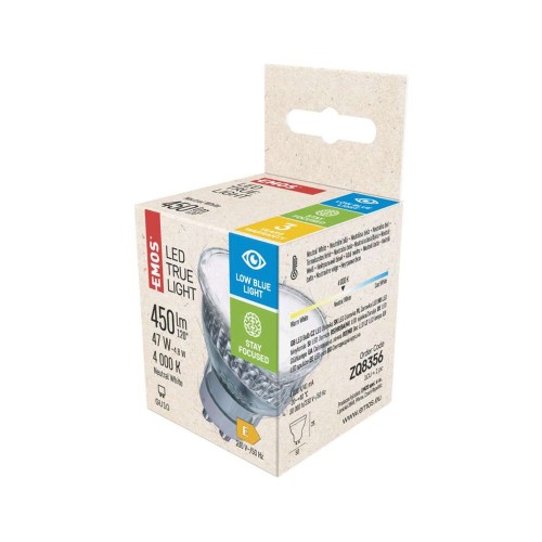 Lampadina LED GU10 4.8W (47W) 4000K filtro luce blu True Light ZQ8356