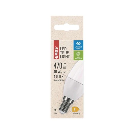 Lampadina LED E14 4.2W (40W) 4000K oliva filtro luce blu True Light  ZQ3225