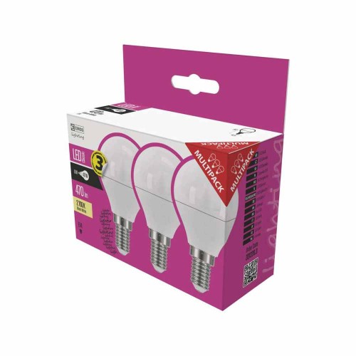 SET 3 LAMPADINE LED SFERA 5W E14 2700K 470LM EMOS ZQ1220.3
