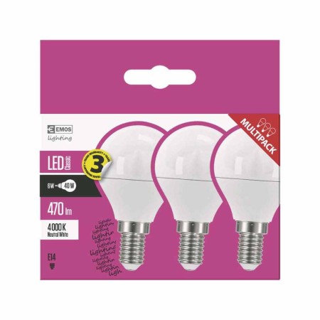 SET 3 LAMPADINE LED SFERA 5W E14 4000K 470LM EMOS ZQ1221.3